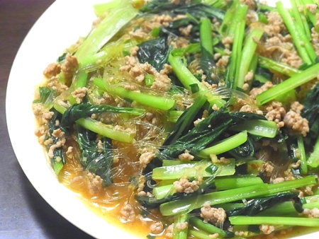 小松菜入り麻婆春雨。小松菜マーボー春雨。 レシピ・作り方